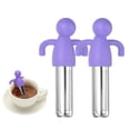 thumbnail image 1 of Uxcell 2 Pcs Infusor de Té Lindo de Acero Inoxidable, Filtro de Té Suelto con Mango de Silicona Reutilizable, Colador de Malla de Poros Gruesos para Tazas de Té, Teteras, Tazas, Morado, 1 of 7