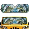 thumbnail image 2 of Yuyamidu Funny Crocodile Windshield Sun Shade Compatible with Jeep JK JKU JL JLU 1997-2023 and Compatible with Gladiator JT 2020-2023 Foldable Windshield Sun Visor Blocks UV Rays, 2 of 7