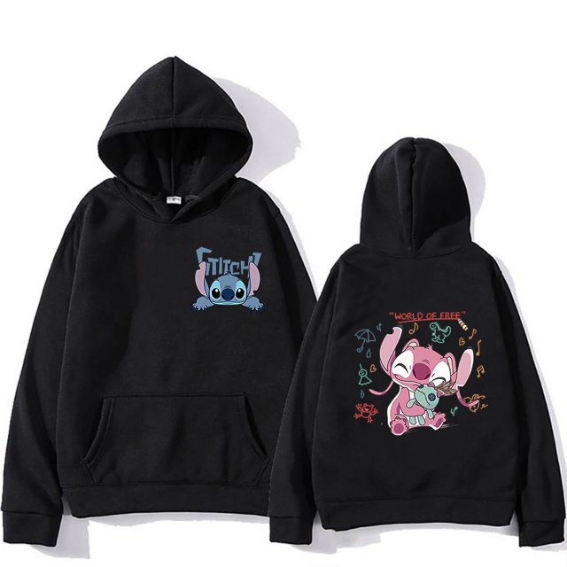 Sudadera con capucha de dibujos animados de Disney Stitch para mujer, ropa de calle de Manga, Harajuku, Anime, divertido, invierno, años 90