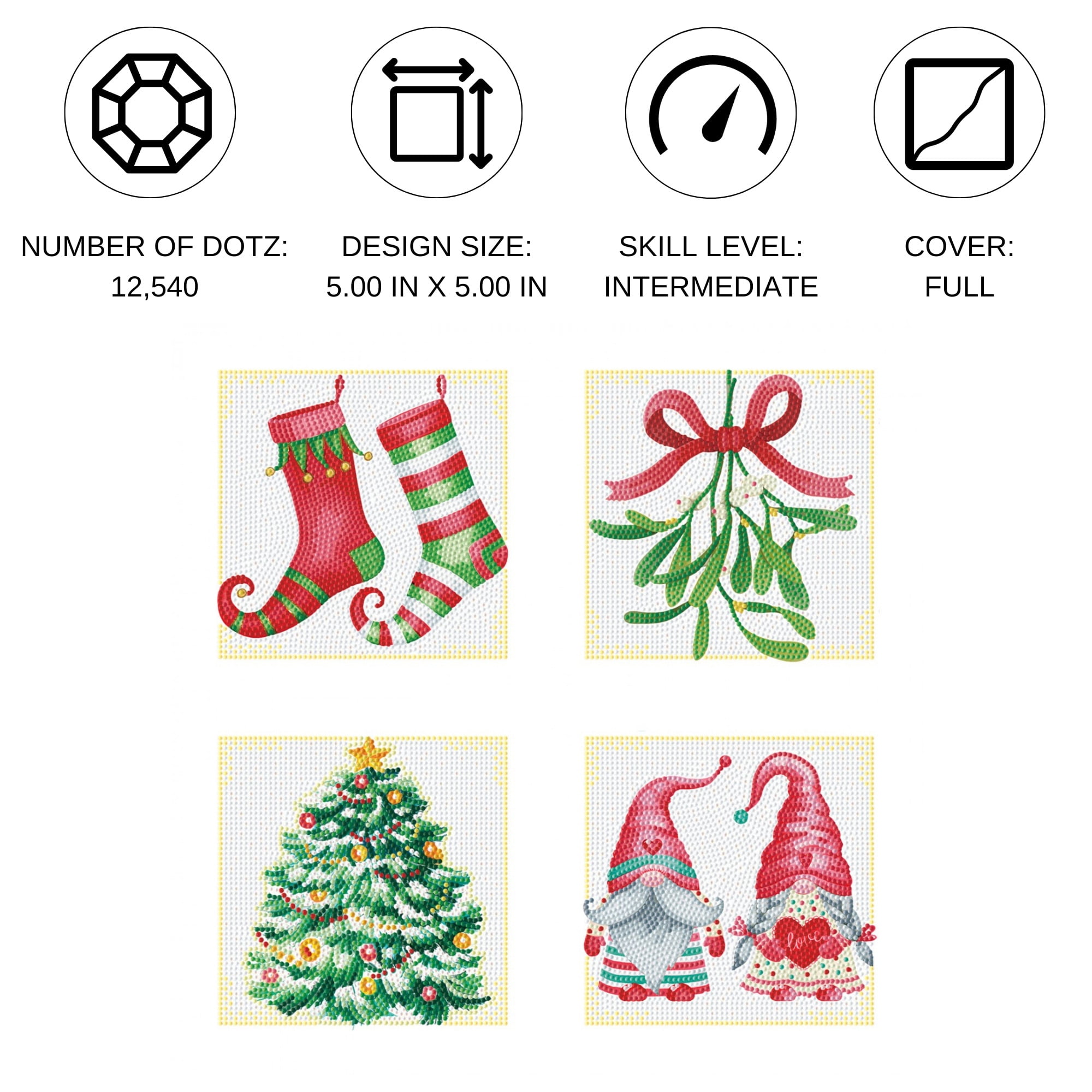 Diamond Dotz Mini Christmas Joy Diamond Painting Kits for Adults - Christmas Diamond Art Kits a Relaxing Creative Craft Kit with Dotz Gems 5x5