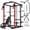Red Power cage/Barbell/Weight Bench, variant on MITONOS Power Cage, 2000LB Squat Rack with Cable Crossover System, Multi-Function Weight Cage, Home Gym Workout Machine with More Training Attachments, BK