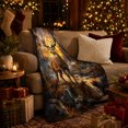 thumbnail image 3 of Majestic Stag in Autumn Forest with Mountain Stream, Dramatic Rustic Wildlife Style for Deer Lovers, Warm Flannel Blanket for Cabin and Lodge, Father's Day Gift, Home Decor, 3 of 9