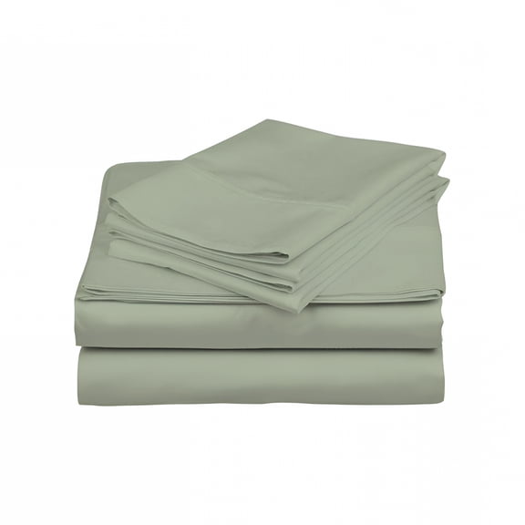 AUQ 800 Thread Count 100% Egyptian Cotton Bed Sheets Queen, Sateen Weave 4 Piece Luxury Hotel Quality Set, Sage Solid Color Deep Pocket Fits Mattresses Up to 18"