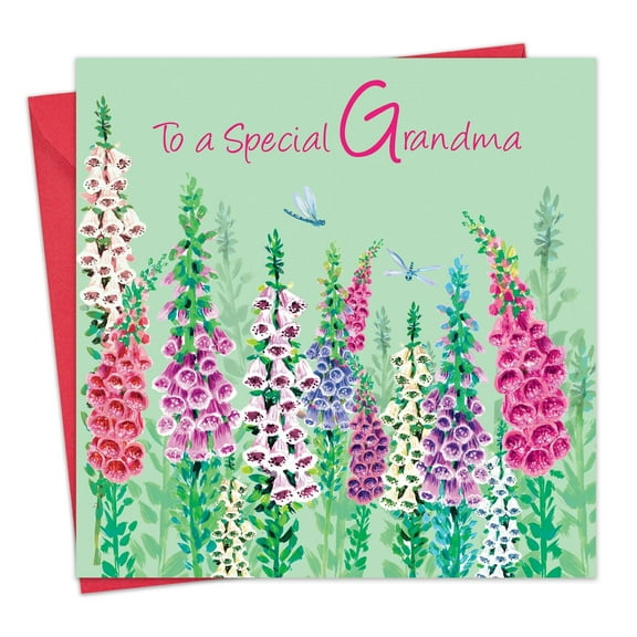 Twizler Grandma Birthday Card - Foxgloves Floral - Happy Birthday Card for Grandma