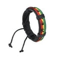 thumbnail image 2 of Hombres Mujeres Popular Jamaica Reggae de material cuero Brazalete Fernando Moda hipho pulsera, 2 of 8
