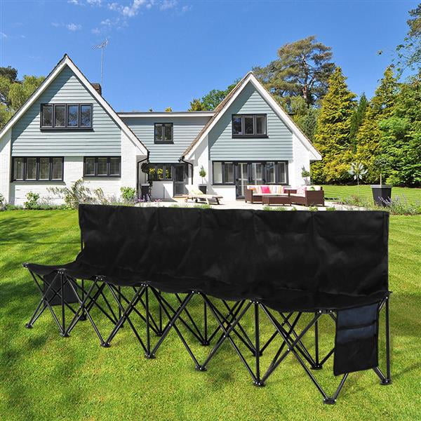 YaHeetech Portable 6 Seats Sport Sideline Folding Bench with Carry Bag, 600D Oxford Double Layer Fabric, Black by Yaheetech