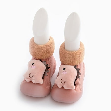 

Kids Toddler Baby Boys Girls Solid Warm Knit Soft Sole Rubber Shoes Socks Slipper Stocking