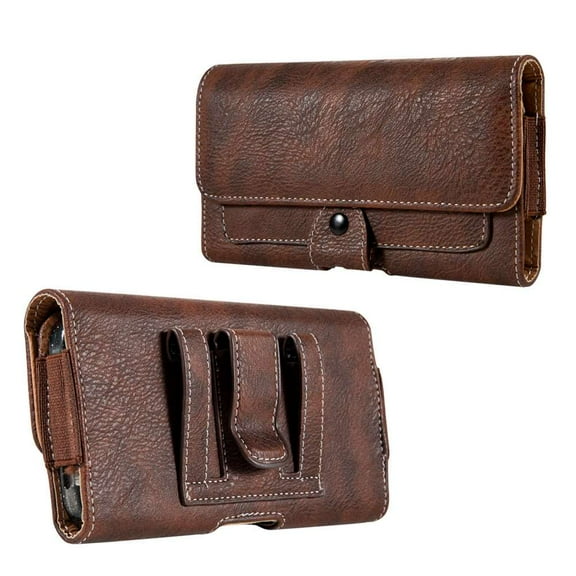 Luxmo Belt Holster for Samsung Galaxy A54 5G Case - Horizontal PU Leather [2 Card Slots] Phone Carrying Case Pouch with Magnetic Closure (Fits with Cases) - Brown