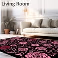 thumbnail image 2 of ODIKA 8'x10' Machine Washable Non-Slip Area Rug, Enchanted Garden Flower Hooking Kit DIY Yarn Embroidery Canvas High Traffic Rug, Black, 640757, 2 of 7