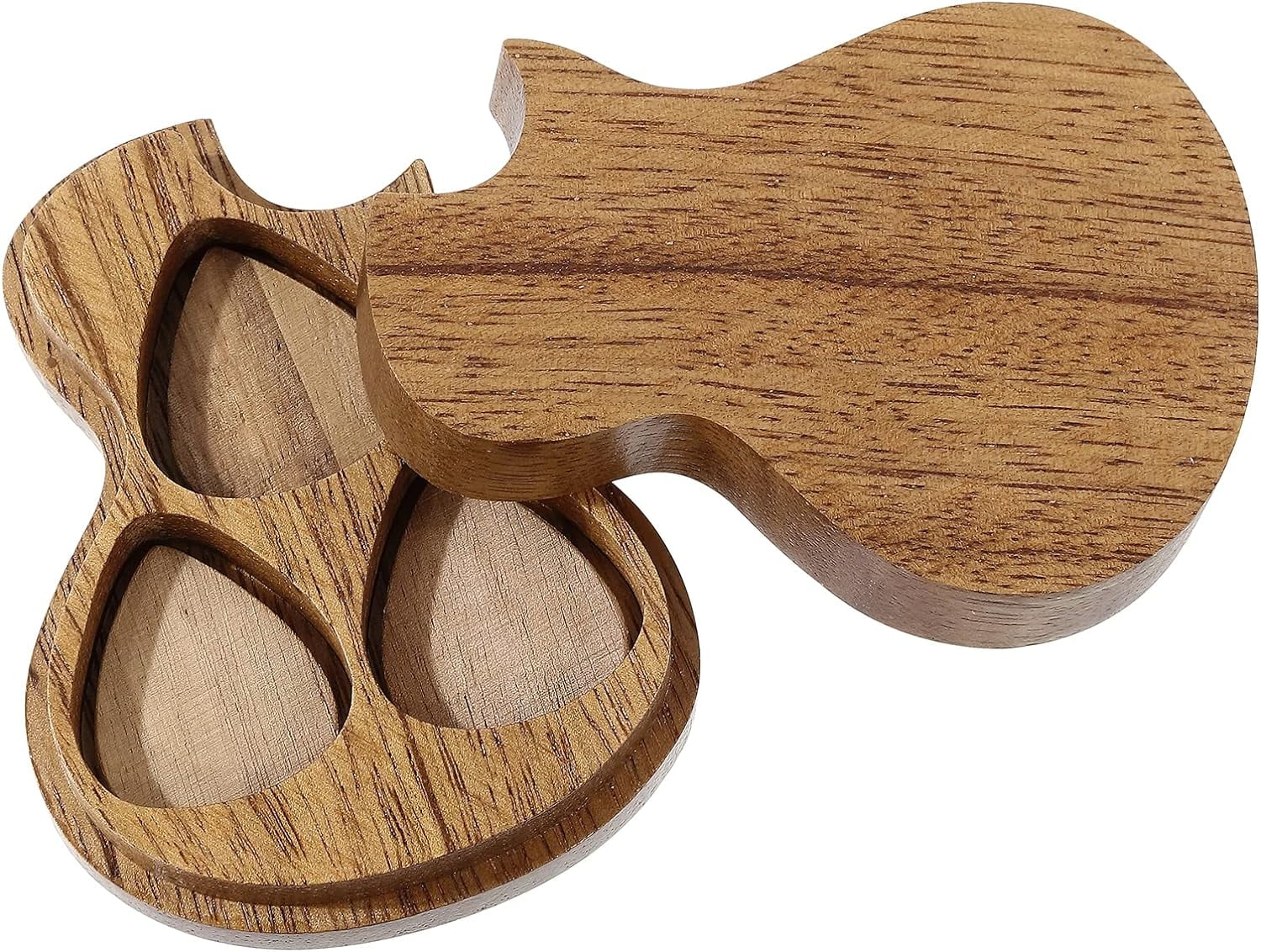 ABPETE Guitar Pick Holder Case with 3 Premium Wooden Picks for Guitar Players, Collectors, and Special Occasions