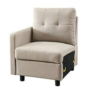 DAZONE Light Gray Linen Fabric Modular Left Arm Facing Chair