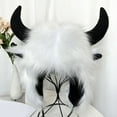 thumbnail image 5 of vnanda Thermal Cow Hat Winter Funny Hat with Fake Cow Horn Decor Thunderbolt Design Thick Warm Windproof Faux Fur Ear Unisex Fluffy for Women, 5 of 8