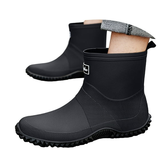 Mepaouo Womens Mens Rain Boots Waterproof Ankle Deck Booties Anti Slip Mud Shoes for Garden Fishing Farming
