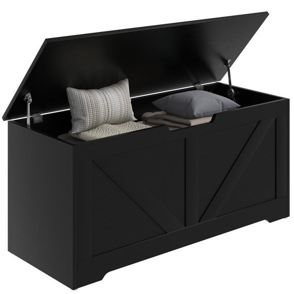 HOMCOM Storage Chest for Living Room, Storage Bench, 39.4"W, Black