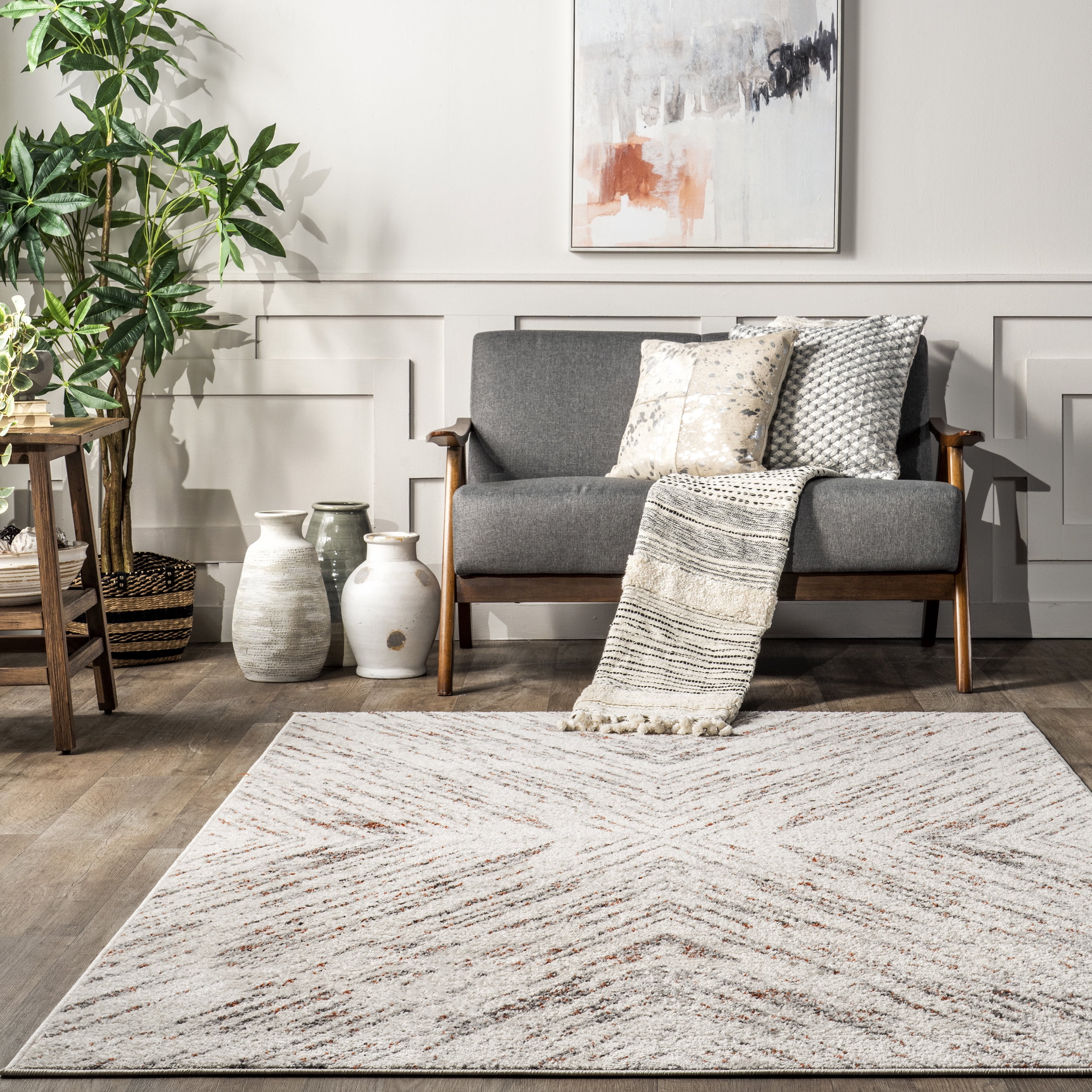nuLOOM Annalisa Contemporary Cross Area Rug, 8' x 10', Light Gray