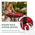 thumbnail image 4 of Round Outdoor Tablecloth with Umbrella Hole and Zipper, Red Wooden Grain Tablecloth with Elastic Waterproof, Farmhouse Ombre Wood Stripes Rustic Patio Table Covers for 45" - 54" Picnic Pool Tables, 4 of 9