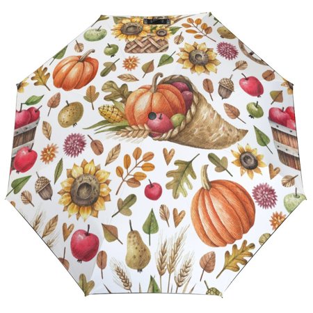 

ANYWAY.GO Windproof & Water-Resistant Compact Foldable Travel Umbrellatotes Pattern Autumn Watercolor Ripe Portable Travel Umbrella，Diameter 42.5 in