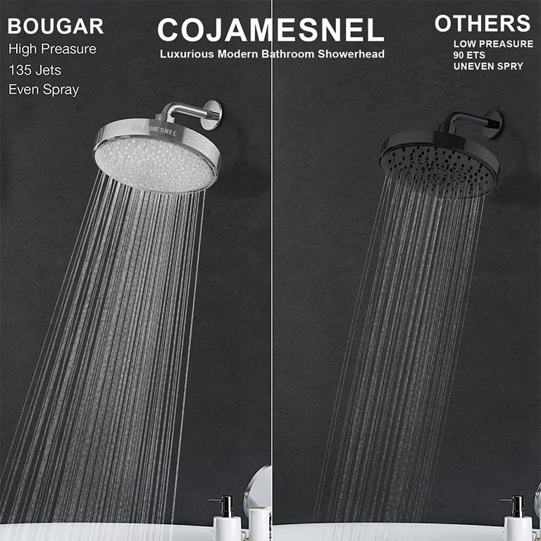 High Pressure Rain Shower Head, 5.5 Inch Fixed With 9 Spray Settings - Polished Chrome For Luxury Shower