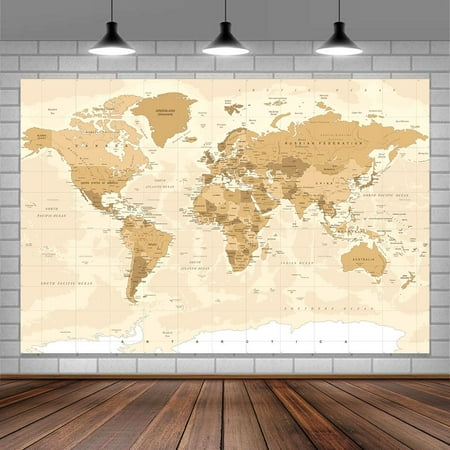 Image of Old World Map Backdrop for Photography Vintage Asia Europe South City Topography America Africa Japan Backdrop Map of World Photography Backdrops Photo Background for Studio Props Party Decor 7X5ft
