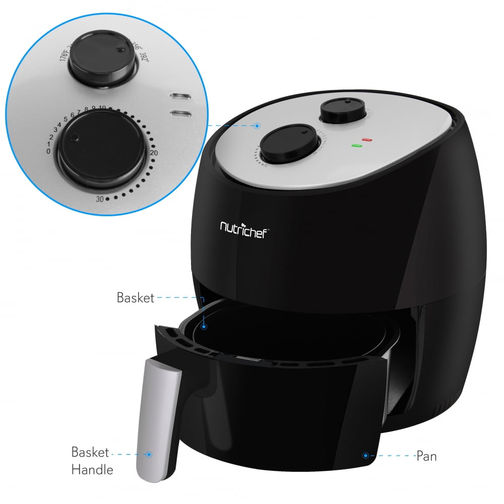 NutriChef PKAIRFR22 - Electric Air Fryer - Oil-Free Kitchen Air Frying with Non-Stick Fry Basket, 3.0L Capacity