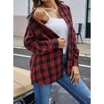 thumbnail image 6 of Womens Button Down Flannel Shirts Long Sleeve Plaid Shackets Business Casual Blouse Top Red S, 6 of 9