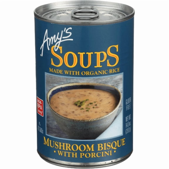 Amy's Mushroom Bisque with Porcini Soup 14 oz - Pack of 3