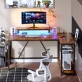 thumbnail image 2 of Bestier 52" Gaming Desk with LED Lights L Shaped Desk with Power Outlet & Monitor Stand Corner Computer Desk in Rustic, 2 of 11