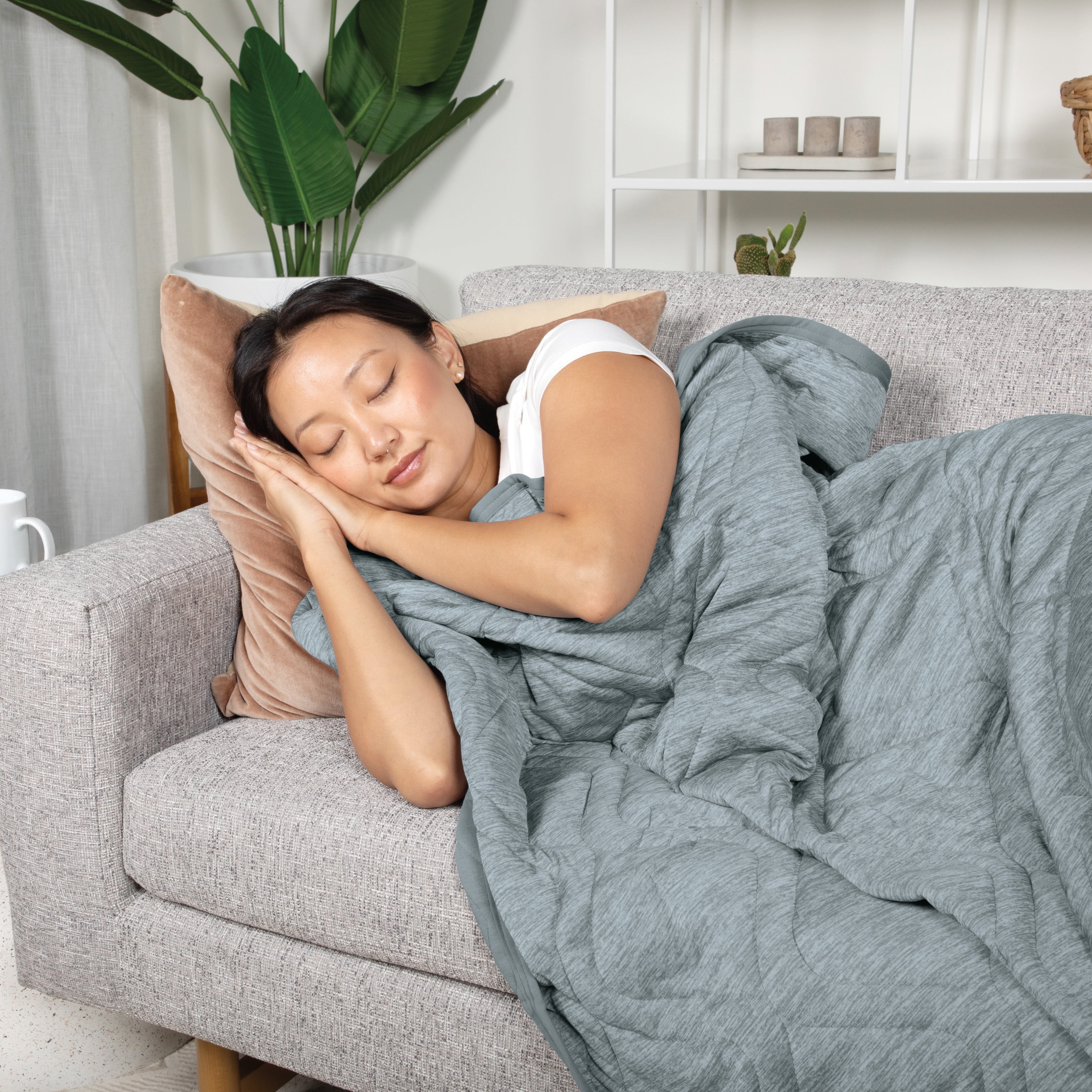 Brookstone Cooling Comfort Throw - Innovative Cooling Dual-Sided Throw - Oversized Cool Blanket for Hot Sleepers - for Sleeping - Nylon and Polyethylene Cooling Blanket - Green Milieu