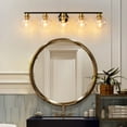 thumbnail image 6 of Bathroom Vanity Lights, 5 Light Black Gold Industrial Wall Mounted Mirror Wall Lights E26 Base with Transparent Glass Shade For Farmhouse,Bedroom, Living Rooms, 6 of 6