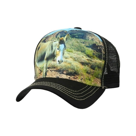 Animal Farm TRUCKER HAT DONKEY Baseball Cap Adjustable Mesh Snapback Graphic (AP53_BLACK)
