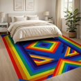 thumbnail image 3 of ODIKA 8'x10' Washable Area Rug Non-Shedding, Easy Care, Vibrant Lgbt With Repeating Bands And Symmetrical Edge Detail for King Size Bedroom Under Bed, Master Suite, 3 of 7