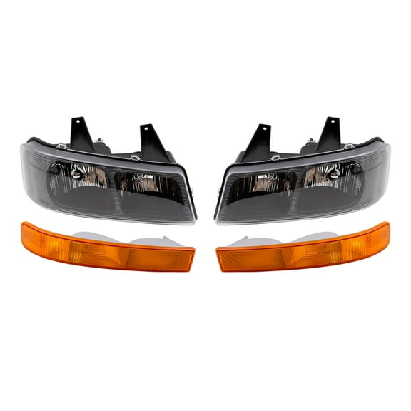 Brock Aftermarket Replacement Driver Left Passenger Right Halogen Composite Headlight And Park/Signal/Side Marker Light 4 Piece Set Compatible With 2003-2023 Chevy Express