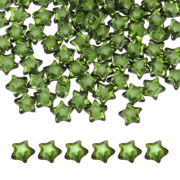 Uxcell 250pcs Acrylic Star Beads, 11mm Star-Shaped Pony Loose Spacer Beads for Bracelets Jewelry Making DIY Crafts, Dark Green