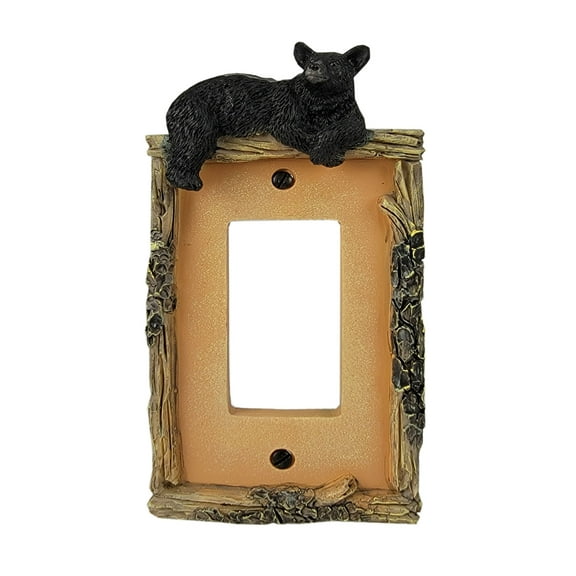 Rivers Edge Products Decora Light Switch Cover Plate, Single Gang, Poly-Resin Decorator Wall Plate Cover, Hand-Painted Decorative Wall Switch Plate, Screws Included, Bear