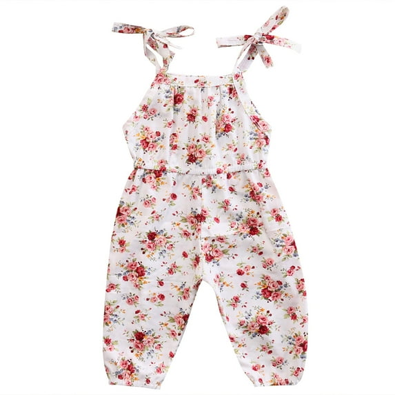 Seyurigaoka Baby Girl Floral Romper Sleeveless Suspender Trousers Jumpsuit Summer Clothes