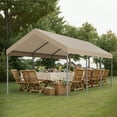 thumbnail image 3 of Walsunny Carport 10 x 20 ft Heavy Duty Carport Car Canopy with Powder-Coated Steel Frame, Portable Garage for Car, Boat, Shelter Party Tent with 180g PE Tarp, 3 of 9