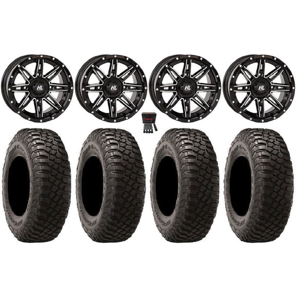 High Lifter HL22 14" Wheels Machined 28" BFG KM3 Tires Can-Am Commander Maverick Renegade Outlander Defender