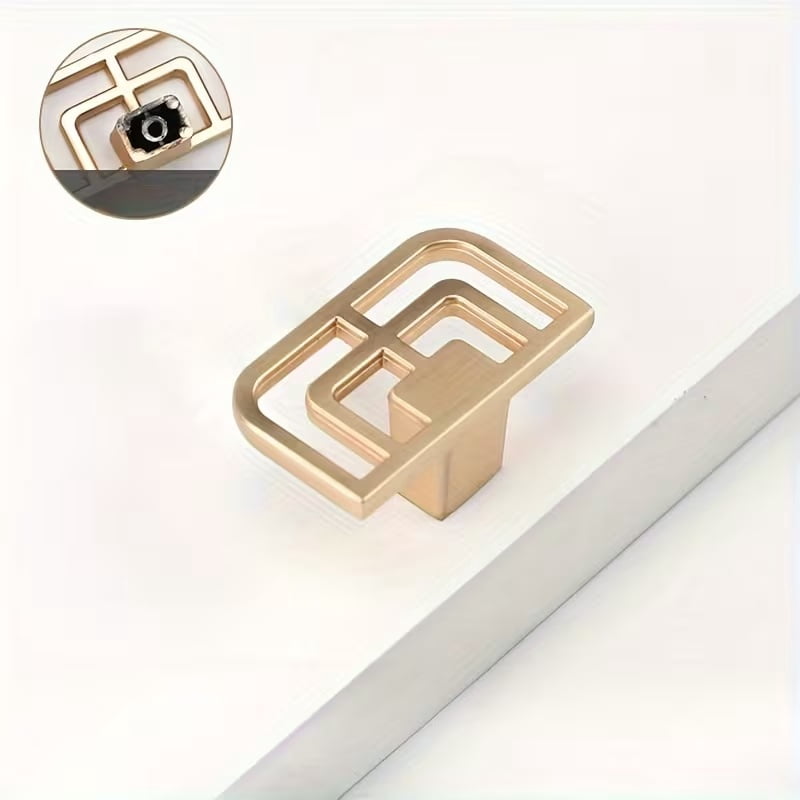 2-Pack Vintage Gold Brass Pull Handles - Round Cabinet and Drawer Handles with New Chinese Pattern for Wardrobe, Cupboards, and Furniture