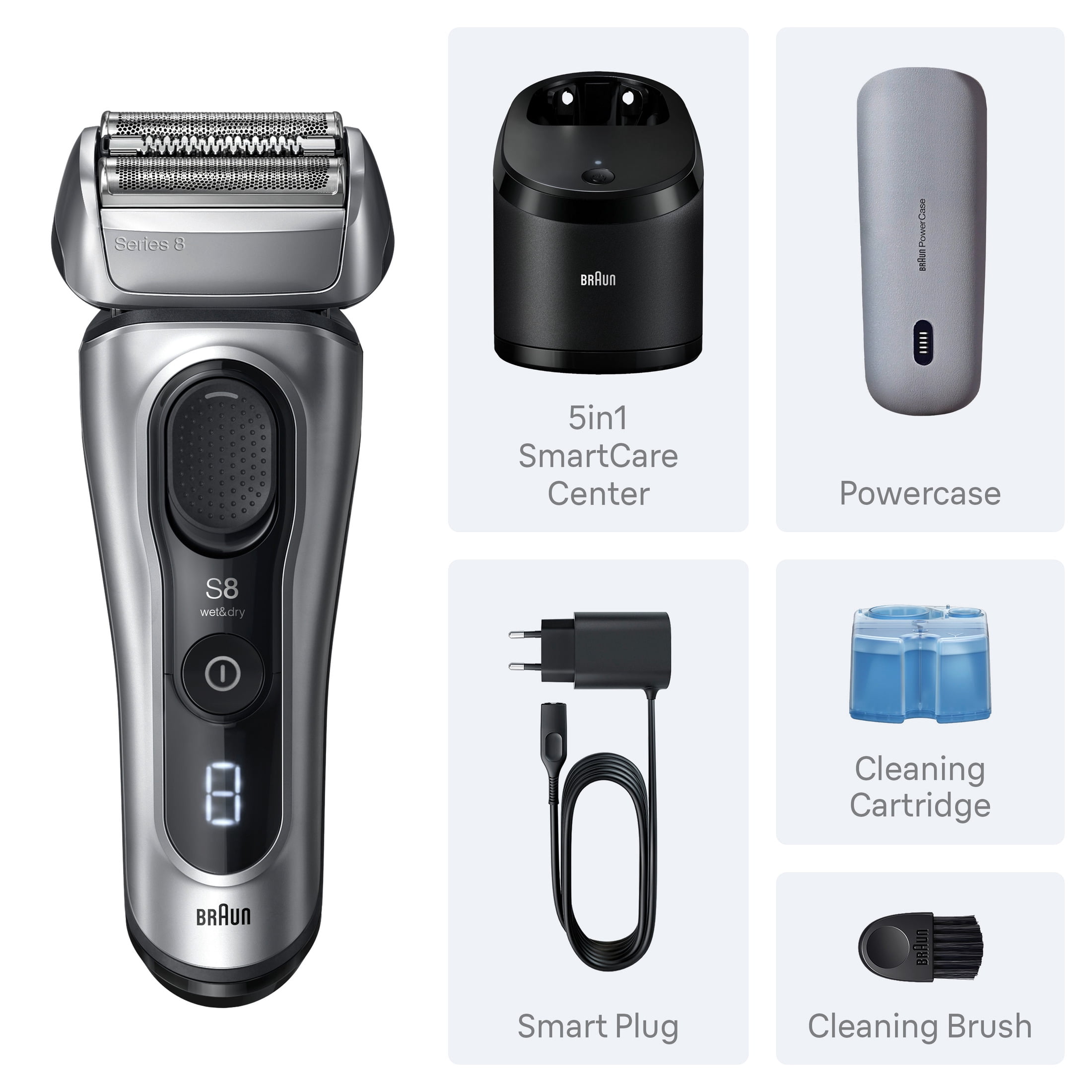 Braun Series 8 Electric Razor for Men, Electric Shaver, 5in1 SmartCare Center, Travel PowerCase, 8577cc