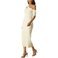 thumbnail image 4 of INSPIRE CHIC Women's Bodycon Dresses One Shoulder Casual Slim Fit Knit Solid Print XL White, 4 of 6