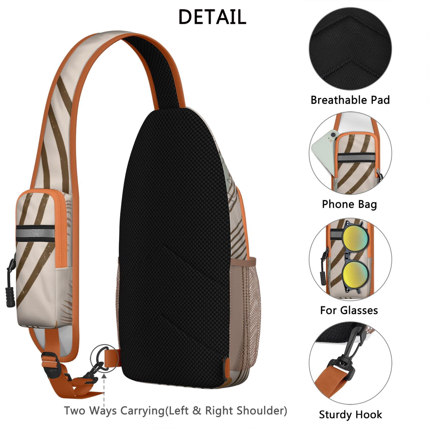 Pizza Party Sling Backpack with Colorful Foodie Food Design – Multipurpose Travel Daypack with Ergonomic Fit, Anti-Theft Back Pocket, Partitioned Storage, Water-Resistant Fabric, Adjustable Strap
