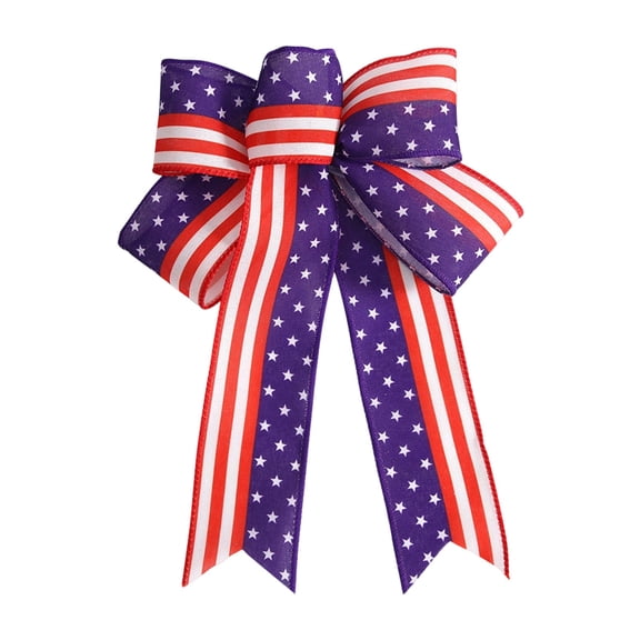 Junepar Red White Blue Patriotic Decorative Bow 250 Year Anniversary 4th of July Star Stripe Bow Patriotic Wreath Bow for Front Door Porch Wreath & Outdoor Decor