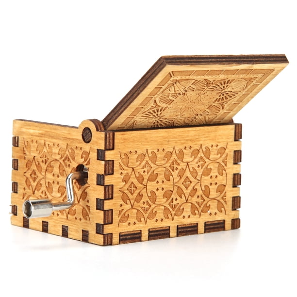 Caja De Música De Madera Decorativa Caja de música de madera tallada retro con manivela para niños, regalo de cumpleaños, decoración del hogar Likrtyny Libre de BPA