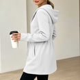thumbnail image 5 of Womens Zip up Long Hoodie - Lightweight Soft Fleece Front Zipper Hooded Jackets with Side Pockets Tie Waist Loose Casual Long Sleeve Winter Coats White XXL, 5 of 7