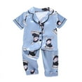 thumbnail image 2 of Uccdo Toddler Boys Girls Pajamas Sets, Kids Satin Silk Cartoon Sleepwear Suit Blouse Sleep Pants Pajama Loungewear, 6M-6T, 2 of 2