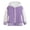Purple, variant on Boys & Girls Hooded Varsity Jacket Color Block Button Down Baseball Jackets Striped Rib Trim Kids Casual School Bomber Coat
