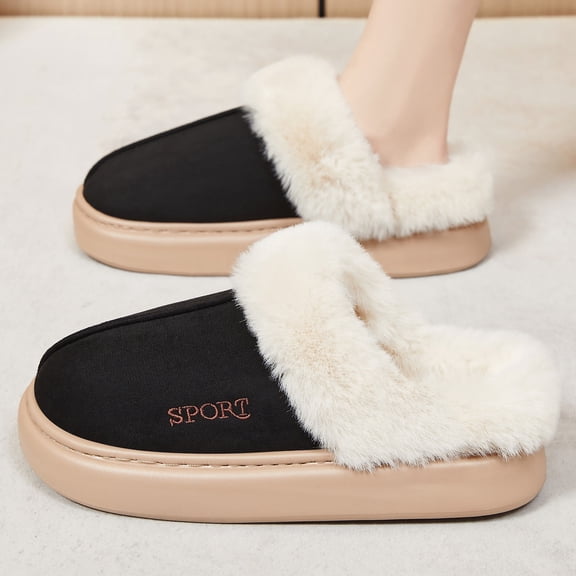 XIMIN Women's Anti-Slip Sole Fuzzy Slippers Warm House Slippers with Plush Lining Fluffy Platform Winter House Shoes Indoor Y2k Cute & Cozy