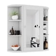 thumbnail image 1 of MEETWARM Bathroom Cabinet Wall Mounted Multipurpose Hanging Cupboard Kitchen Medicine Storage Organizer with Mirror Single Door and 2 Adjustable Shelves (White), 1 of 7