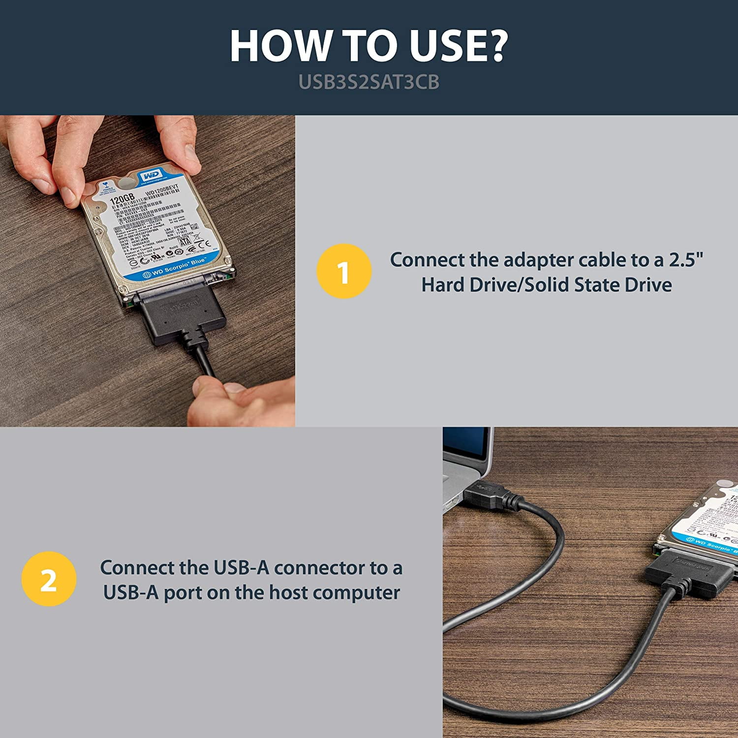 TSV SATA to USB Cable, TSV USB 3.0 to 2.5'' SATA III Hard Drive Adapter  External Converter Compatible for SSD/HDD Data Transfer 