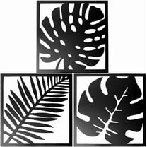 3Pcs Leaf Mirror Wall Decor Stickers Acrylic Mirror Decals Removable Mirror Art Mural Square Wall Decals Set for DIY Home Living Room Bedroom Background Wall Decoration 7.4 x 7.8Inch Black Black